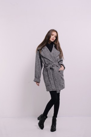 Lilo: Черно-белое пальто с большим воротником и карманами 8088 - фото 2