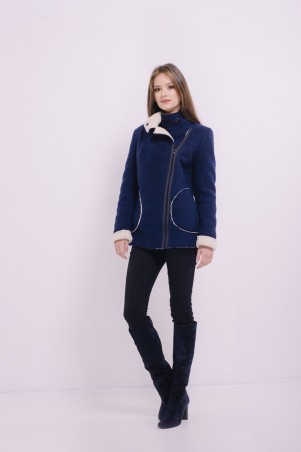 Lilo: Синее короткое пальто на меху 8102 - фото 1