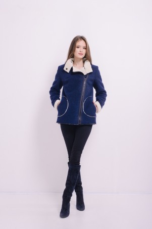 Lilo: Синее короткое пальто на меху 8102 - фото 2