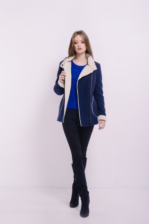 Lilo: Синее короткое пальто на меху 8102 - фото 4