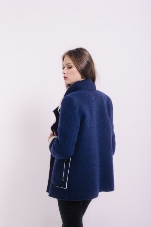 Lilo: Синее короткое пальто на меху 8102 - фото 5