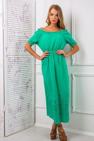 Zefir: Платье-сарафан из цветного шитья АЛЕСЯ зеленое - фото 1