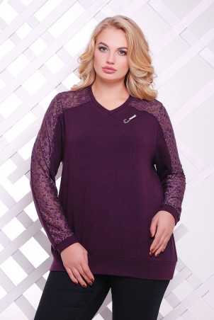 Tatiana: Джемпер из ангоры с гипюром АРНИ сиреневый - фото 1