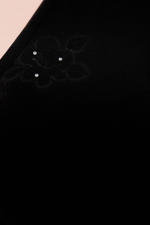 Tatiana: Блуза однотонная со стразами ЛЮБАВА черная - фото 3