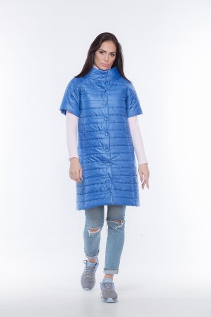 Marterina: Куртка удлиненная с короткими рукавами синяя K05Y06PL04 - фото 1