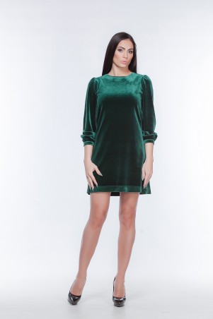 Marterina: Платье-трапеция из
бархата зеленое K05P21BV31 - фото 1