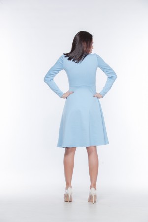 Marterina: Платье с рукавом и юбкой-трапецией голубое K05P07TR05 - фото 3