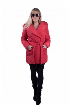 Vicco: Женская осенне-весенняя куртка с поясом на синтепоне KARMEN (цвет красный) 2288 - фото 1