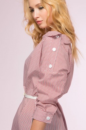 Zefir: Платье-рубашка с застежкой на плече SHARP розовая - фото 1