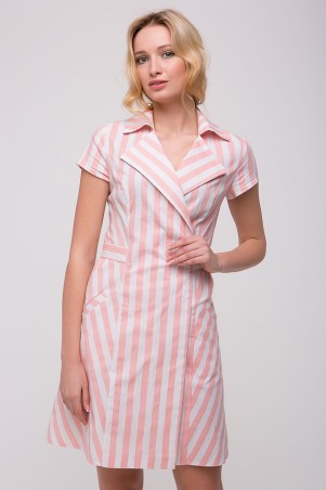 Zefir: Льняное платье в полоску LINE розовое - фото 1