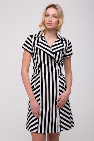 Zefir: Льняное платье в полоску LINE черное - фото 1
