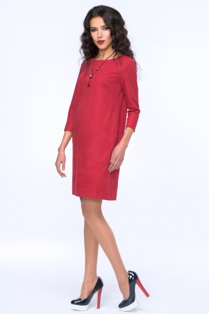 Jet: Платье ВАСИЛИНА с кокеткой замша красный 1089.3-5497 - фото 1