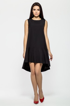 A-Dress: Роскошное черное платье с летящим ассиметричным низом 70313 - фото 1