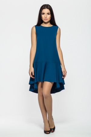 A-Dress: Расклешенное платье из крепа с ассиметричным воланом 70311 - фото 1
