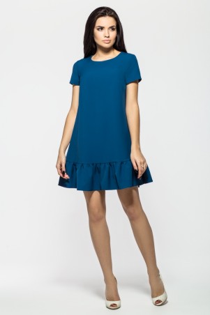 A-Dress: Короткое платье из синего крепа с рюшей 70364 - фото 1
