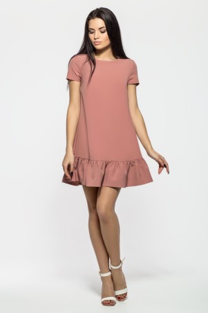 A-Dress: Нежное платье-мини с рюшей цвета пудры 70360 - фото 1