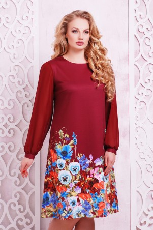Glem: Платье Бордовый букет  Тана-3Б КД д/р - фото 1
