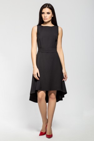 A-Dress: Оригинальное коктейльное черное платье из крепа 70402 - фото 1