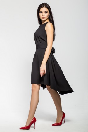 A-Dress: Оригинальное коктейльное черное платье из крепа 70402 - фото 3