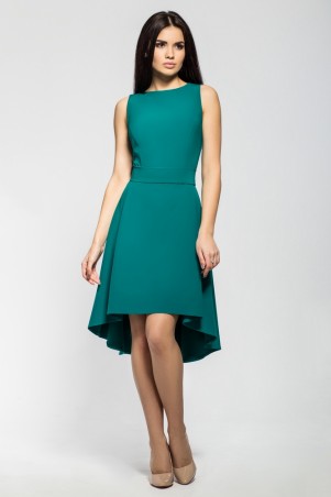 A-Dress: Яркое зеленое платье с полуоткрытой спиной и оригинальным подолом 70401 - фото 1