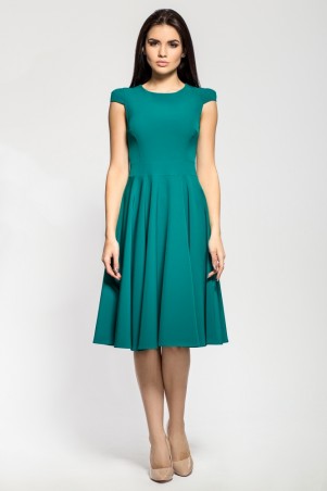 A-Dress: Элегантное платье солнце-клеш изумрудного цвета 70372 - фото 1