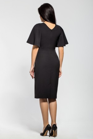 A-Dress: Классическое платье-футляр черного цвета с расклешенным рукавом 71013 - фото 2