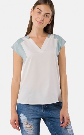 MR520: Блуза - рубашка с геометрическим узором MR 215 2154 0316 Milky White - фото 1