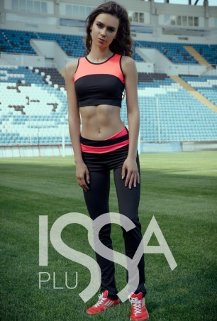 ISSA PLUS: Спортивные штаны 526_черный/малиновый - фото 1