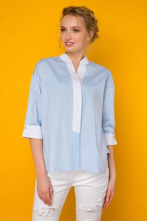 Zefir: Рубашка с планкой РОНА голубая - фото 3