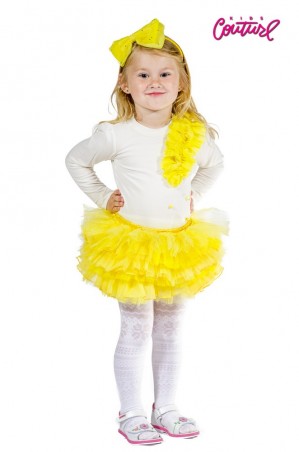 Kids Couture: Кофта жабо белая с желтой вставкой 132108562 - фото 1