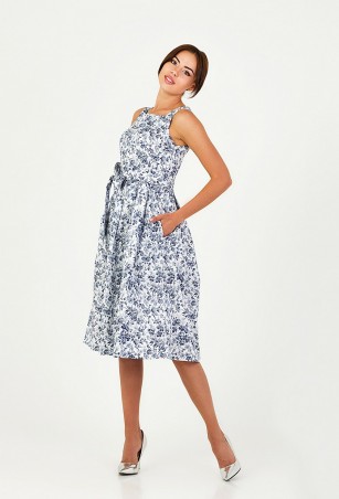 A-Dress: Летний хлопковый сарафан с нежными синими цветами 70491 - фото 1