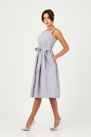 A-Dress: Стильное котоновое платье в серо-белую клетку 70490 - фото 1