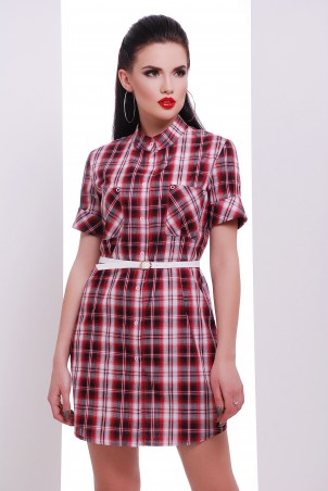 TessDress: Платье -рубашка с коротким рукавом "Лайт-2" Bordo 5261 - фото 1