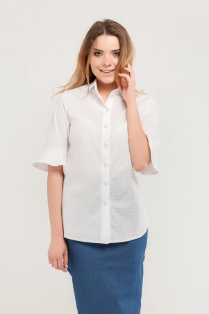 Marterina: Рубашка с коротким конусным рукавом белая с принтом K07R07CT23 - фото 1