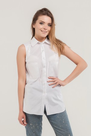 Marterina: Рубашка без рукава на резинке белая K07R09R01 - фото 1