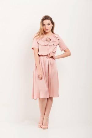 Marterina: Платье с кокеткой и коротким рукавом розовое K07P43R11 - фото 1