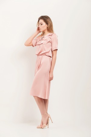 Marterina: Платье с кокеткой и коротким рукавом розовое K07P43R11 - фото 2