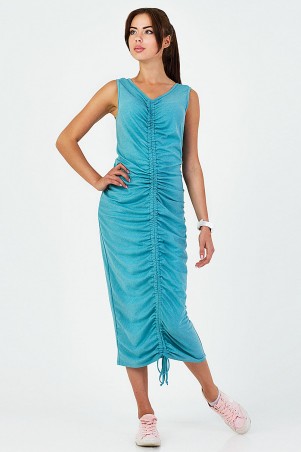 A-Dress: Трикотажный сарафан миди цвета тиффани 70510 - фото 1