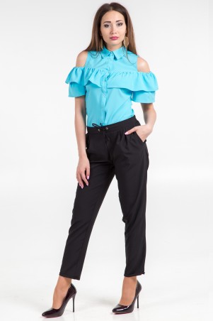 WearMe: Брюки чёрные со шнурком Софт 1w/17/29 4082 - фото 1