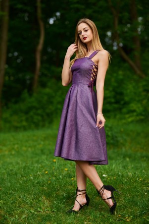 Ляпота: Сарафан из льна фиолетовый 1068 - фото 3