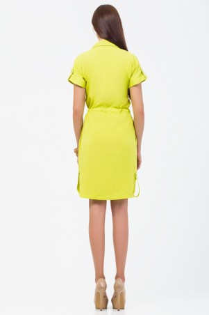 A-Dress: Платье-рубашка трендового желто-зеленого цвета 70523 - фото 2