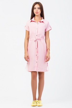 A-Dress: Нежно-розовое платье-рубашка из штапеля 70521 - фото 2