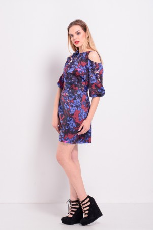 Lilo: Короткое платье с открытыми плечами цветочный принт 8202 - фото 3