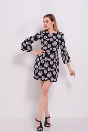 Lilo: Короткое платье тюльпан в черно-белые горохи 8190 - фото 1