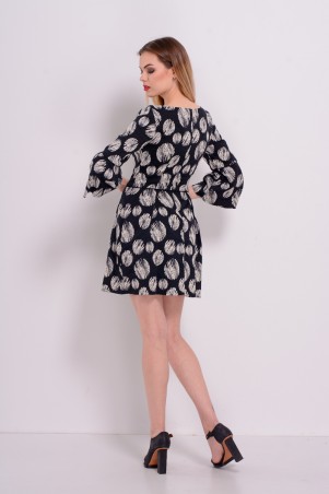 Lilo: Короткое платье тюльпан в черно-белые горохи 8190 - фото 3