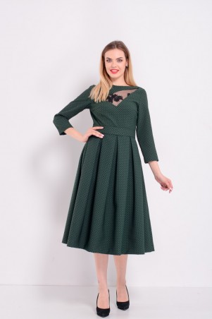 Lilo: Зеленое жаккардовое платье с французским кружевом Lilo 8145 - фото 2