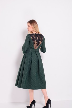 Lilo: Зеленое жаккардовое платье с французским кружевом Lilo 8145 - фото 3