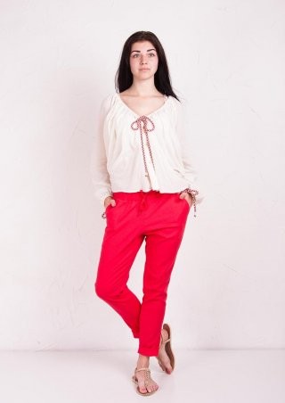 Losinelli: Брюки Лен-стрейч корал В00364 - фото 1