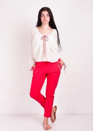 Losinelli: Брюки Лен-стрейч + жемчуг корал В00363 В00363 - фото 1