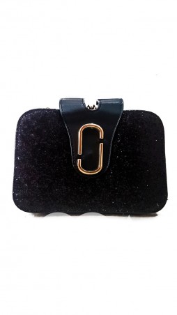 ISSA PLUS: Компактная сумочка из эко-кожи с покрытием из черных блесток AMG-A824_черный - фото 1